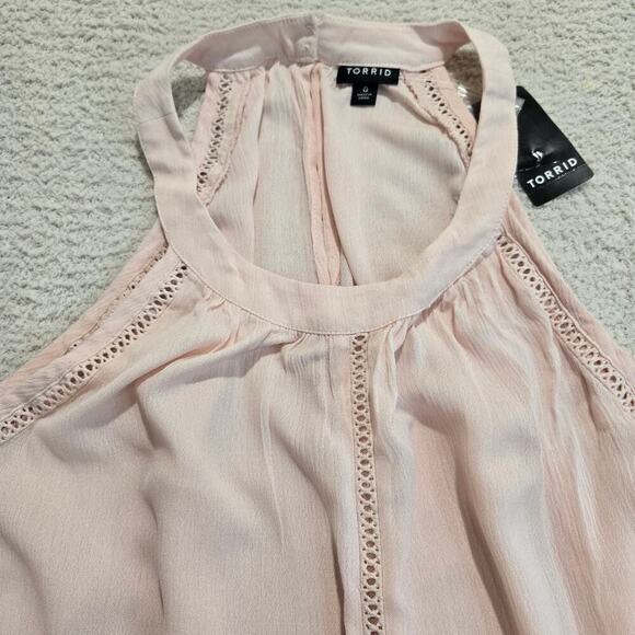 NWT Torrid Gauze Goddess Neck Tank Top Sz L High-low Peach Summer Gauzy - Picture 2 of 12